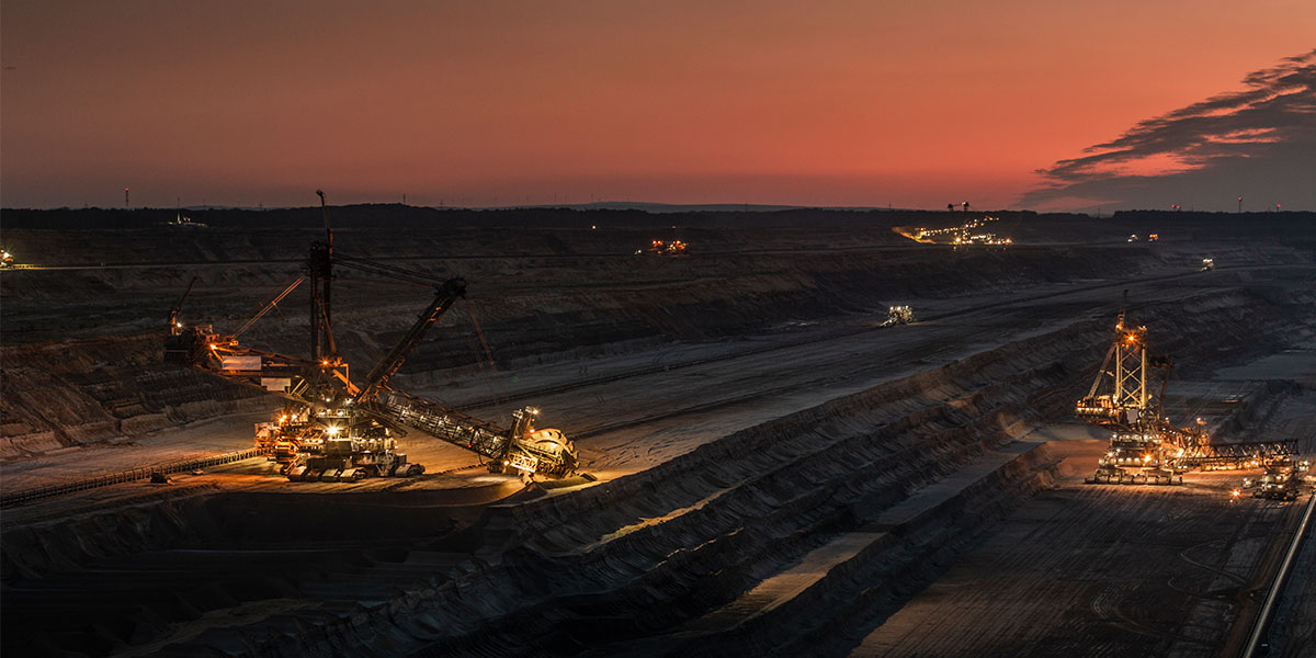 Excavators at coal mine